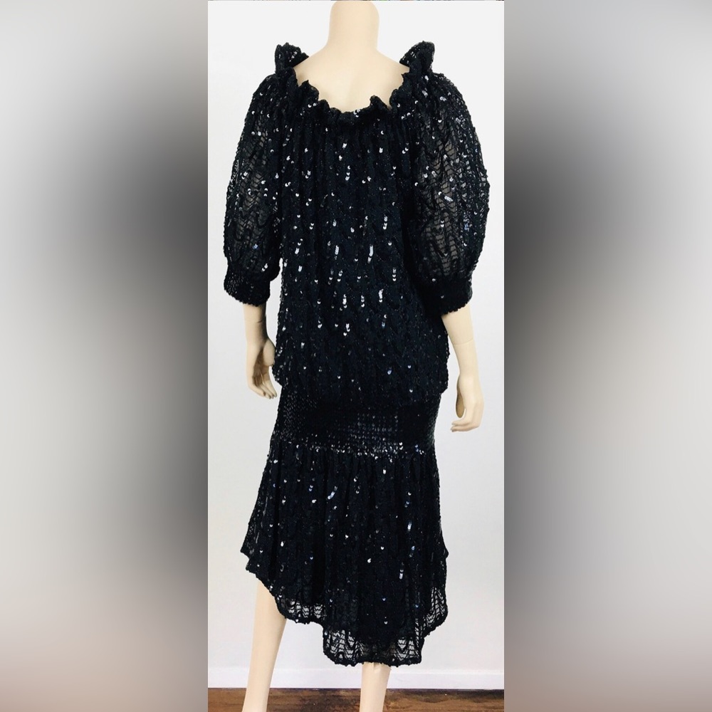 Vintage 1980s SEQUIN Slouchy Fit SEQUIN Drop Waist On/Off Shoulder Party… - Picture 1 of 9